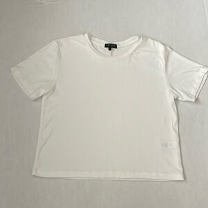 1 State NWOT White Ribbed Crop Short Sleeve Tshirt Women’s Oversized Small